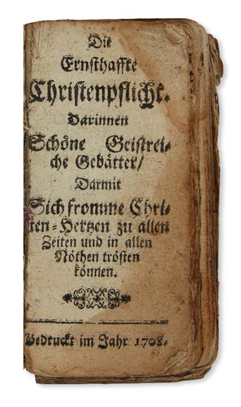 (MENNONITES.)  Die Ernsthaffte Christenpflicht.  1708.  Lacks 8 leaves.
